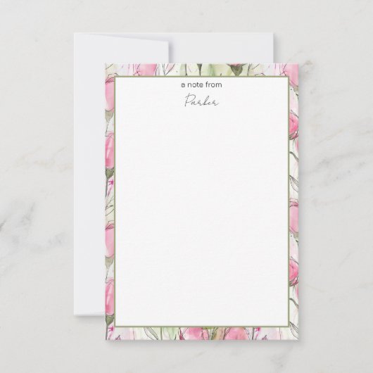 Gepersonaliseerde Waterverf Blush Roze Rosebuds Bedankkaart (Voorkant)