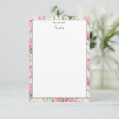 Gepersonaliseerde Waterverf Blush Roze Rosebuds Bedankkaart (Staand voorkant)