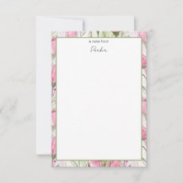 Gepersonaliseerde Waterverf Blush Roze Rosebuds Bedankkaart