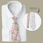 Gepersonaliseerde Waterverf Blush Roze Rosebuds Stropdas