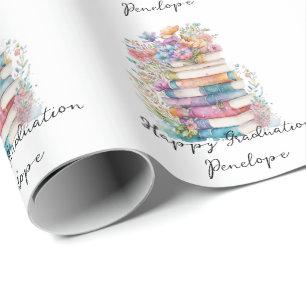 Gepersonaliseerde Waterverf boeken Happy Afstudere Cadeaupapier