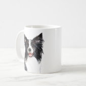 Gepersonaliseerde Waterverf Border Collie Koffiemok (Voorkant links)