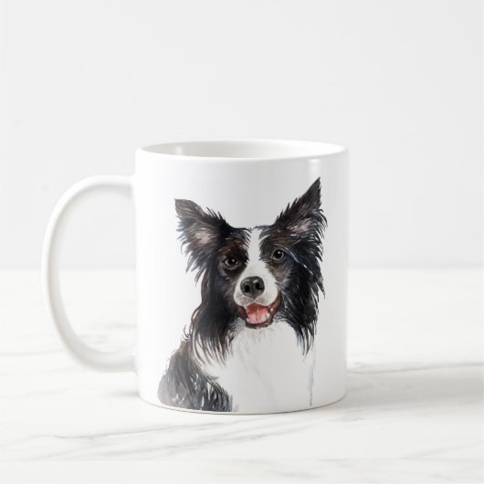 Gepersonaliseerde Waterverf Border Collie Koffiemok (Links)