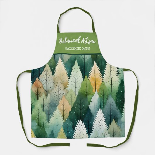 Gepersonaliseerde Waterverf Botanische Bomen Vrouw Schort (Voorkant)