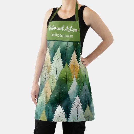 Gepersonaliseerde Waterverf Botanische Bomen Vrouw Schort (Insitu)