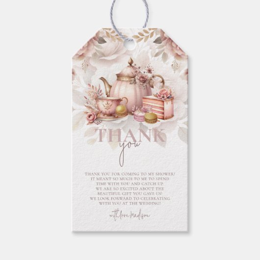 Gepersonaliseerde Waterverf Bruids High Tea Shower Cadeaulabel (Voorkant)