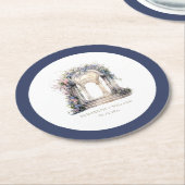 Gepersonaliseerde Waterverf bruiloft bloemboog Ronde Kartonnen Onderzetter (Gebogen)