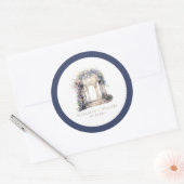 Gepersonaliseerde Waterverf bruiloft bloemboog Ronde Sticker (Envelop)