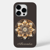Gepersonaliseerde Waterverf Bruin Bloemen Mandala Case-Mate iPhone Case (Achterkant)
