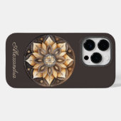 Gepersonaliseerde Waterverf Bruin Bloemen Mandala Case-Mate iPhone Case (Achterkant (horizontaal))