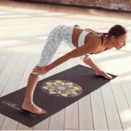 Gepersonaliseerde Waterverf Bruin Bloemen Mandala Yogamat