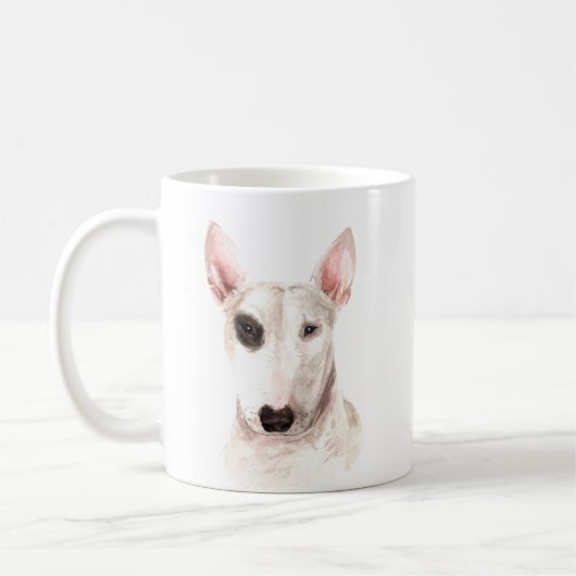 Gepersonaliseerde Waterverf Bull Terrier Koffiemok (Links)