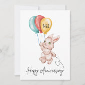 Gepersonaliseerde Waterverf Bunny Jubileum Kaart (Voorkant)