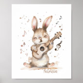 Gepersonaliseerde waterverf bunny kinderkamer kuns poster (Voorkant)
