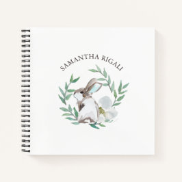 Gepersonaliseerde Waterverf Bunny Rabbit Journal Notitieboek