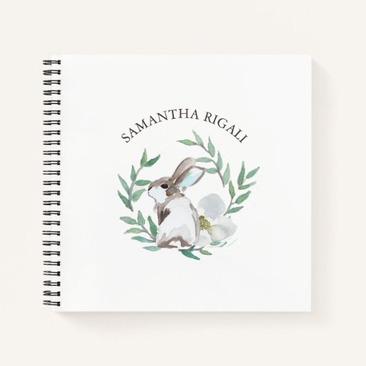 Gepersonaliseerde Waterverf Bunny Rabbit Journal Notitieboek (Voorkant)