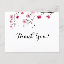 Gepersonaliseerde Waterverf Cherry Blossom Bedankt Briefkaart