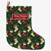 Gepersonaliseerde Waterverf Christmas Stocking Cla Grote Kerstsok (Voorkant)