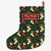 Gepersonaliseerde Waterverf Christmas Stocking Cla Grote Kerstsok (Achterkant)
