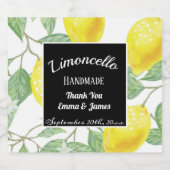 Gepersonaliseerde Waterverf Citroenbladeren Zwart Likeurfles Etiket (Enkel label)