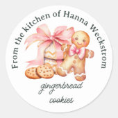 Gepersonaliseerde Waterverf Cookie Bakken Kerst Ronde Sticker (Voorkant)