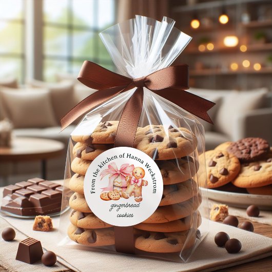 Gepersonaliseerde Waterverf Cookie Bakken Kerst Ronde Sticker