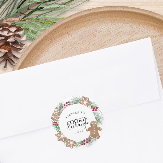 Gepersonaliseerde Waterverf Cookie Exchange Ronde Sticker