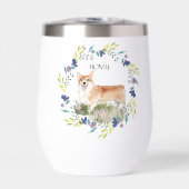 Gepersonaliseerde Waterverf Corgi en Spring Wreath (Voorkant)