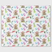 Gepersonaliseerde Waterverf Dinosaur Birthday Cadeaupapier (Vlak)