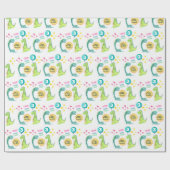 Gepersonaliseerde Waterverf Dinosaur Birthday Cadeaupapier (Vlak)