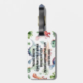 Gepersonaliseerde waterverf dinosauruspatroon reiz bagagelabel (Achterkant verticaal)