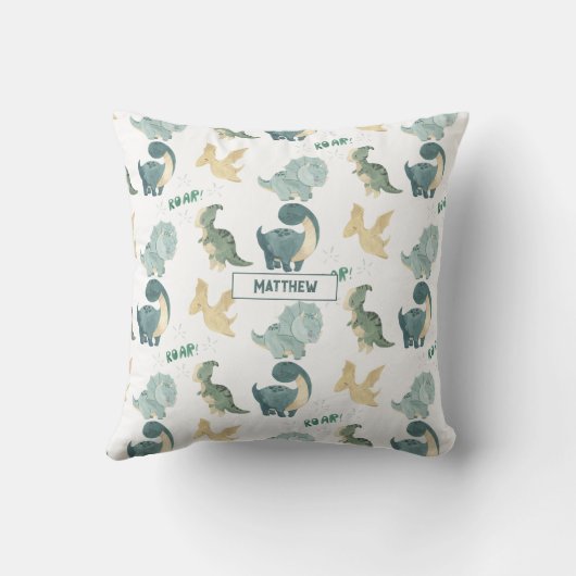 Gepersonaliseerde Waterverf Dinosaurussen Kussen (Achterkant)