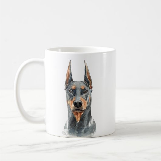 Gepersonaliseerde Waterverf Doberman Koffiemok (Links)