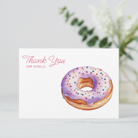 Gepersonaliseerde Waterverf donut dank u kaarten RSVP Kaartje (Staand voorkant)