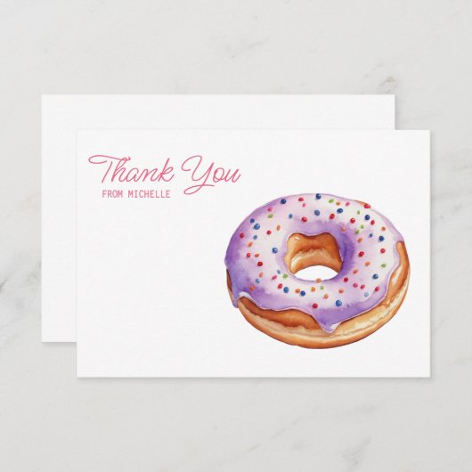 Gepersonaliseerde Waterverf donut dank u kaarten RSVP Kaartje (Voorkant / Achterkant)