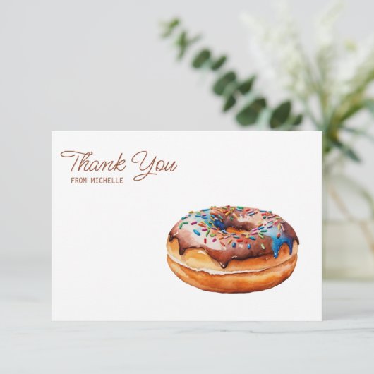 Gepersonaliseerde Waterverf donut dank u kaarten RSVP Kaartje (Staand voorkant)