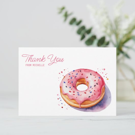 Gepersonaliseerde Waterverf donut dank u kaarten RSVP Kaartje (Staand voorkant)