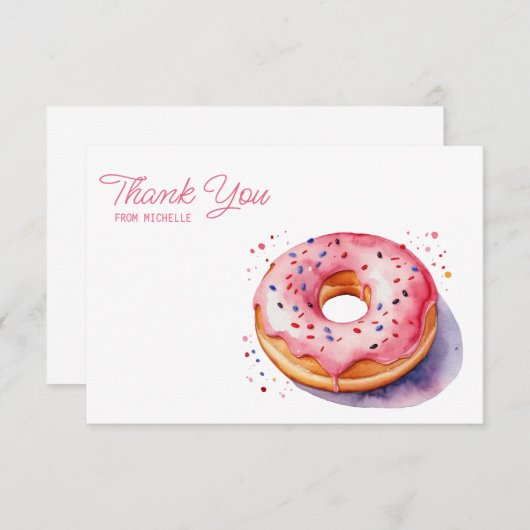 Gepersonaliseerde Waterverf donut dank u kaarten RSVP Kaartje (Voorkant / Achterkant)