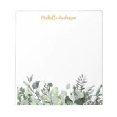 Gepersonaliseerde Waterverf Eucalyptus Greenery Notitieblok (Voorkant)