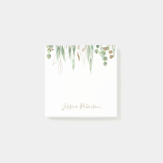 Gepersonaliseerde Waterverf Eucalyptus Greenery Post-it® Notes (Voorkant)
