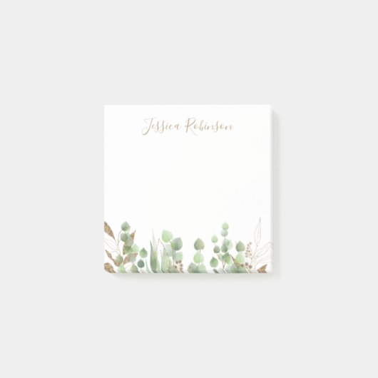 Gepersonaliseerde Waterverf Eucalyptus Greenery Post-it® Notes (Voorkant)