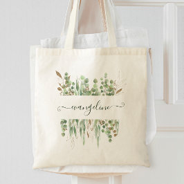 Gepersonaliseerde Waterverf Eucalyptus Greenery  Tote Bag