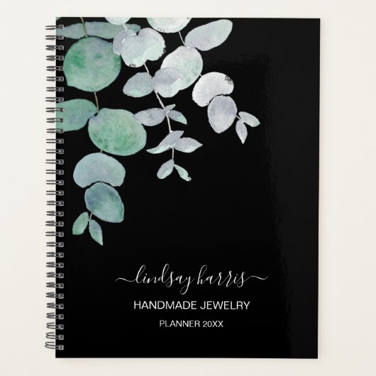 Gepersonaliseerde Waterverf Eucalyptus Juwelier 20 Planner (Voorkant)