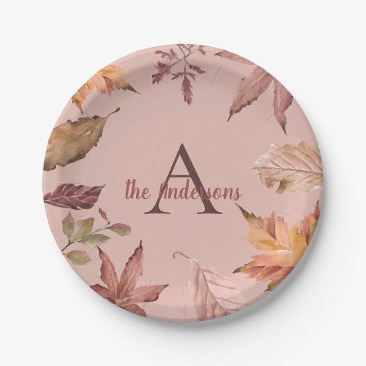 Gepersonaliseerde Waterverf Fall Leaves Papieren Bordje (Voorkant)