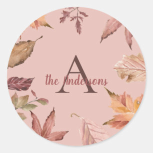 Gepersonaliseerde Waterverf Fall Leaves Ronde Sticker