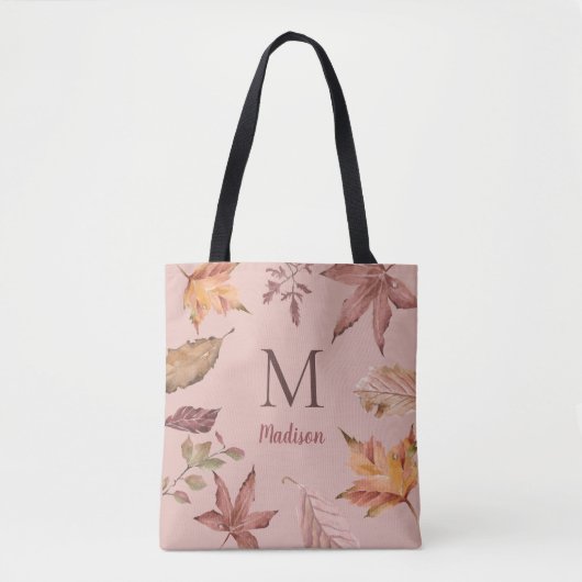 Gepersonaliseerde Waterverf Fall Leaves Tote Bag (Voorkant)