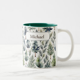 Gepersonaliseerde Waterverf Fir Tree Forest Mok