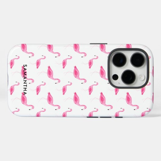 Gepersonaliseerde Waterverf Flamingo Case-Mate iPhone Case (Achterkant (horizontaal))