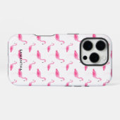 Gepersonaliseerde Waterverf Flamingo iPhone Hoesje (Achterkant horizontaal)