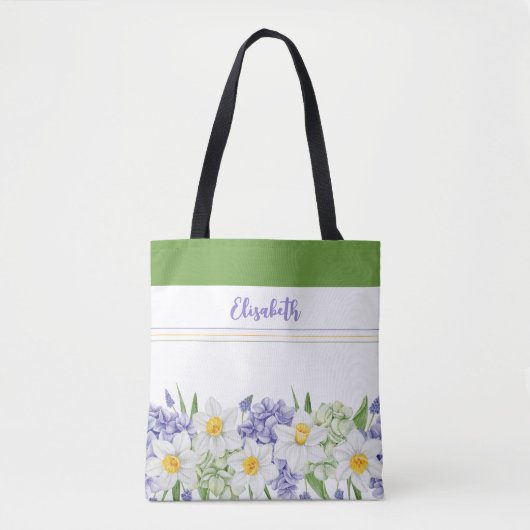 Gepersonaliseerde Waterverf Floral - Aangepaste na Tote Bag (Voorkant)